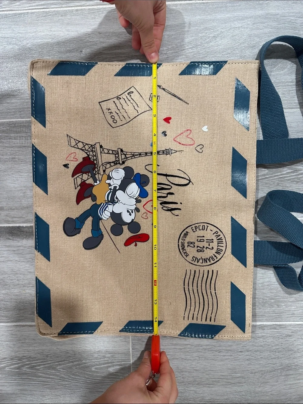 Disney Minnie Mouse Paris Envelope Tote Bag Jute Canvas Shopper NWT